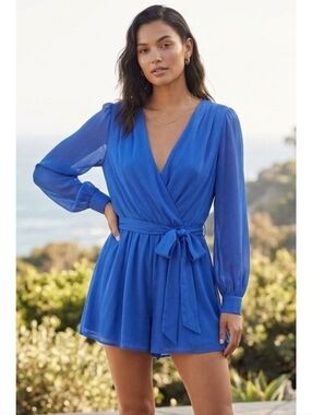 Express Royal Blue Long Sleeve Romper Size L